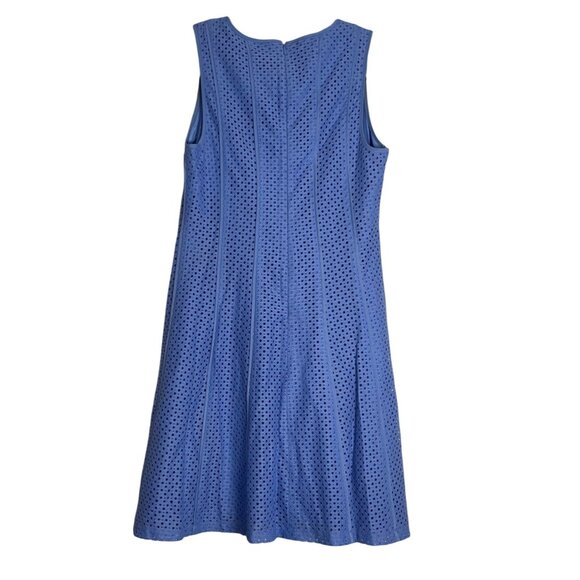 Ann Taylor Women's Dress sleeveless periwinkle blue SZ 8P geometric eyelet look. - Picture 2 of 6
